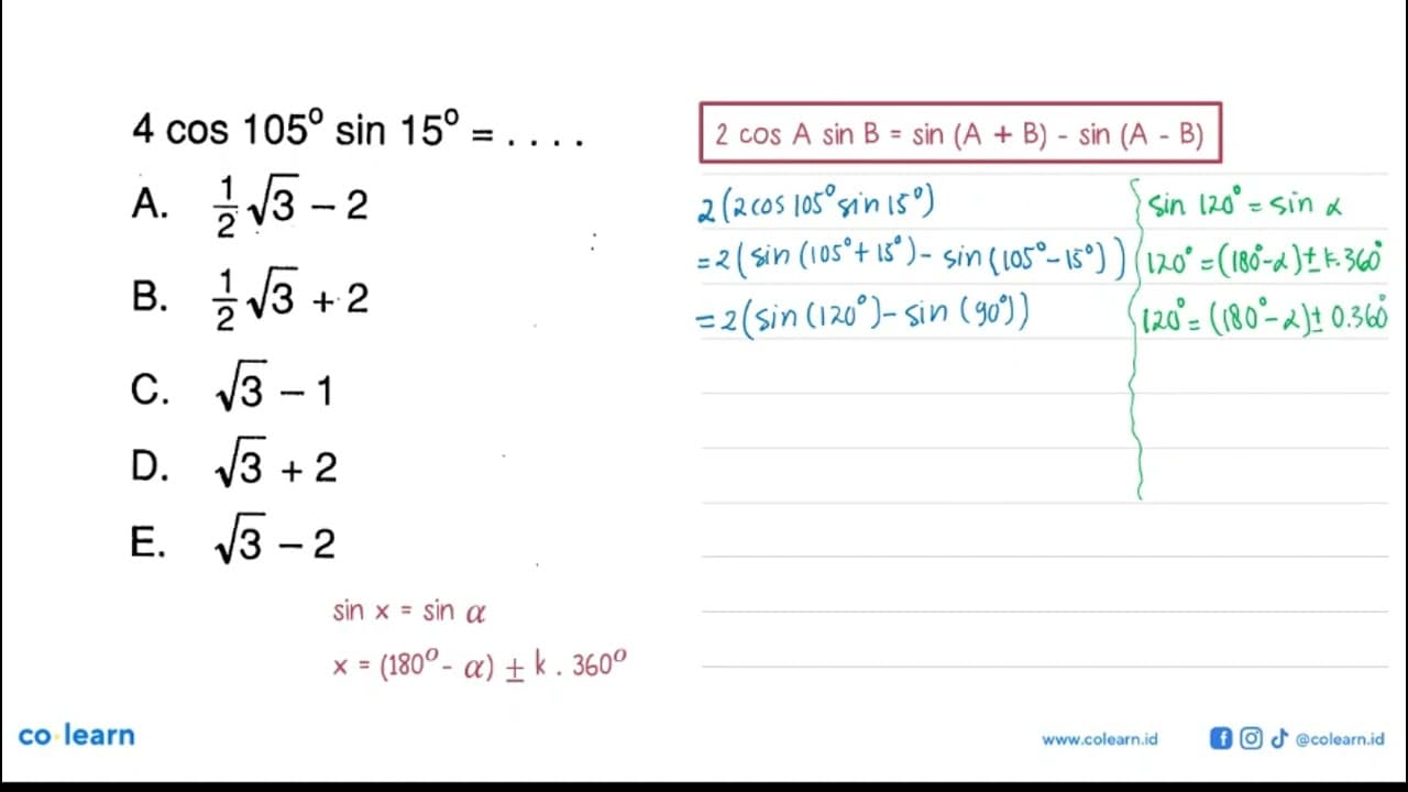 4 cos 105 sin 15=...