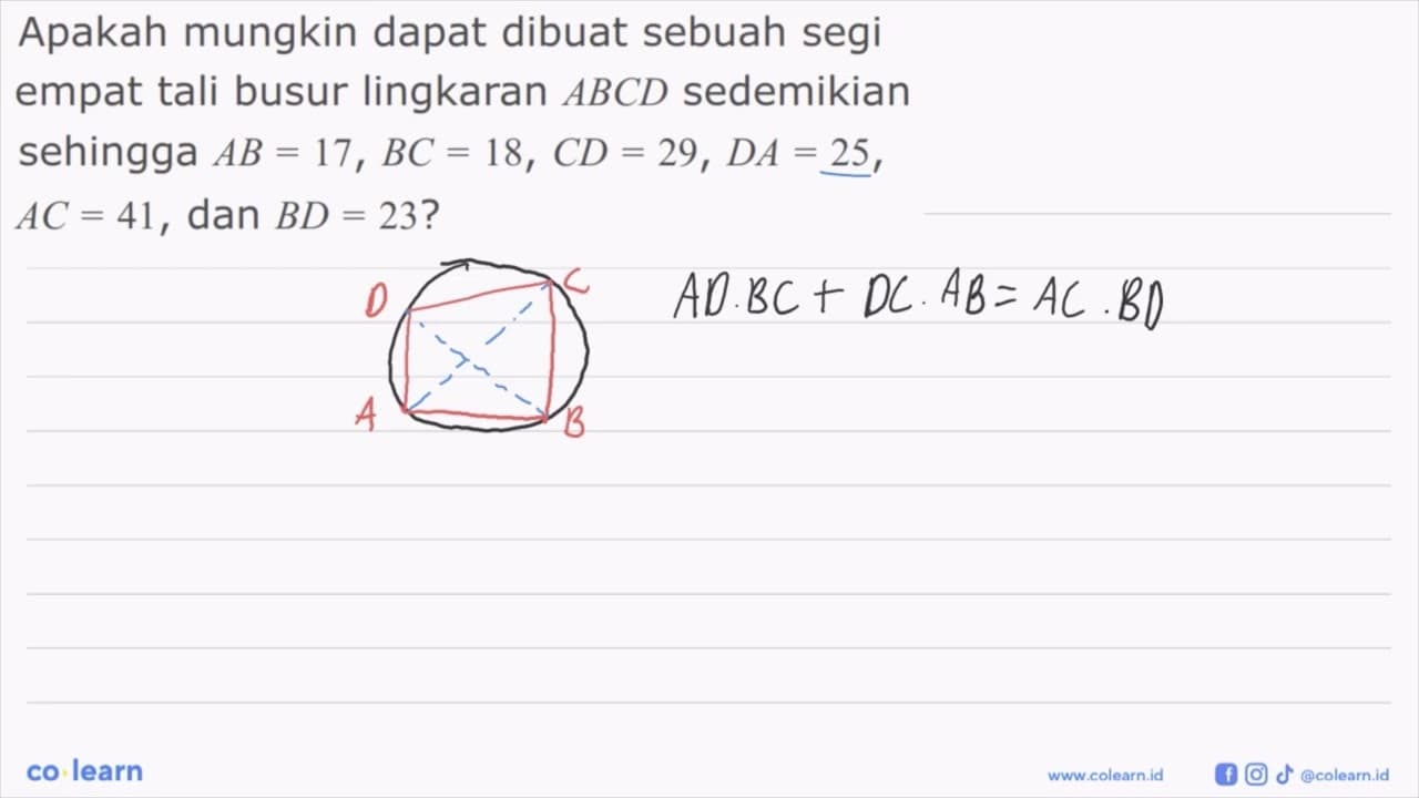 Apakah mungkin dapat dibuat sebuah segi empat tali busur