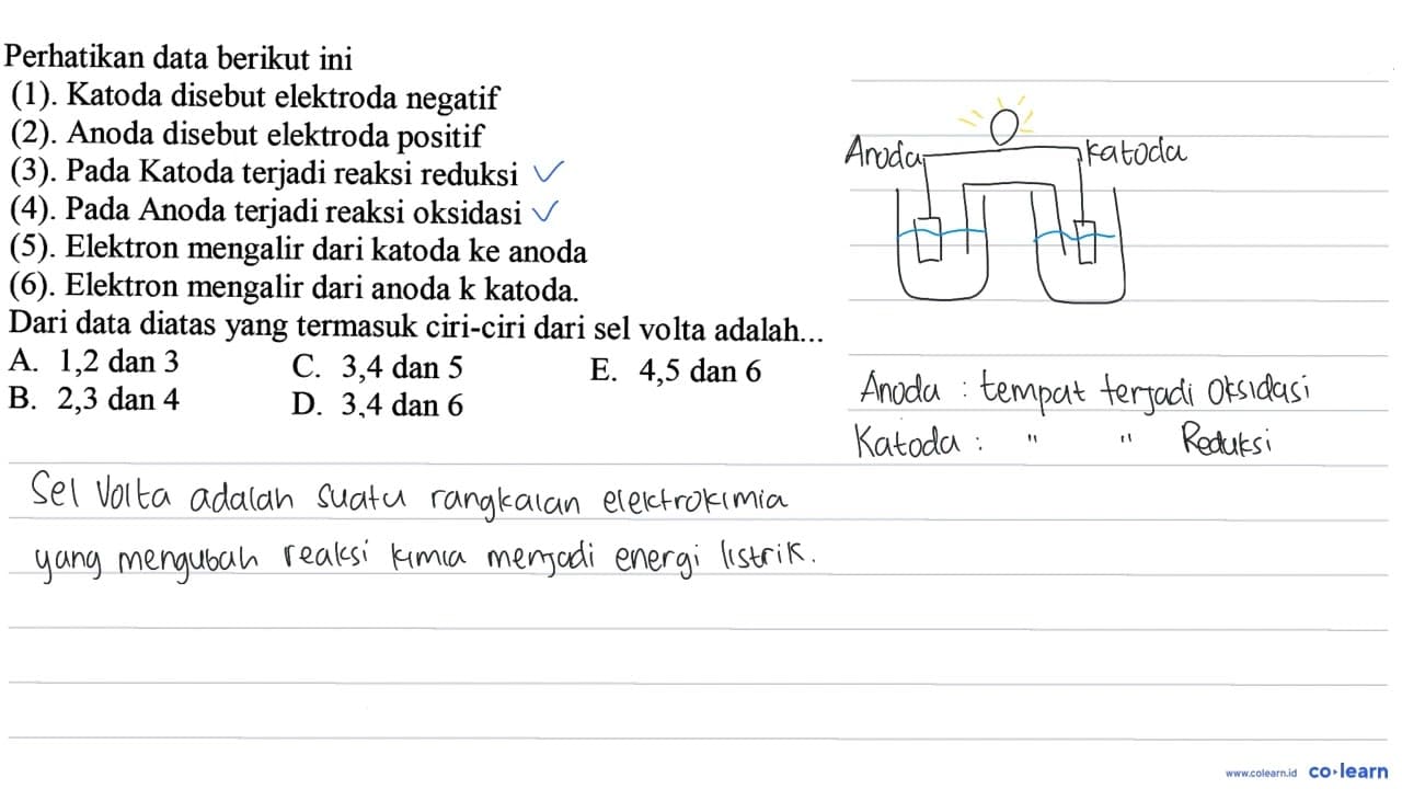 Perhatikan data berikut ini (1). Katoda disebut elektroda