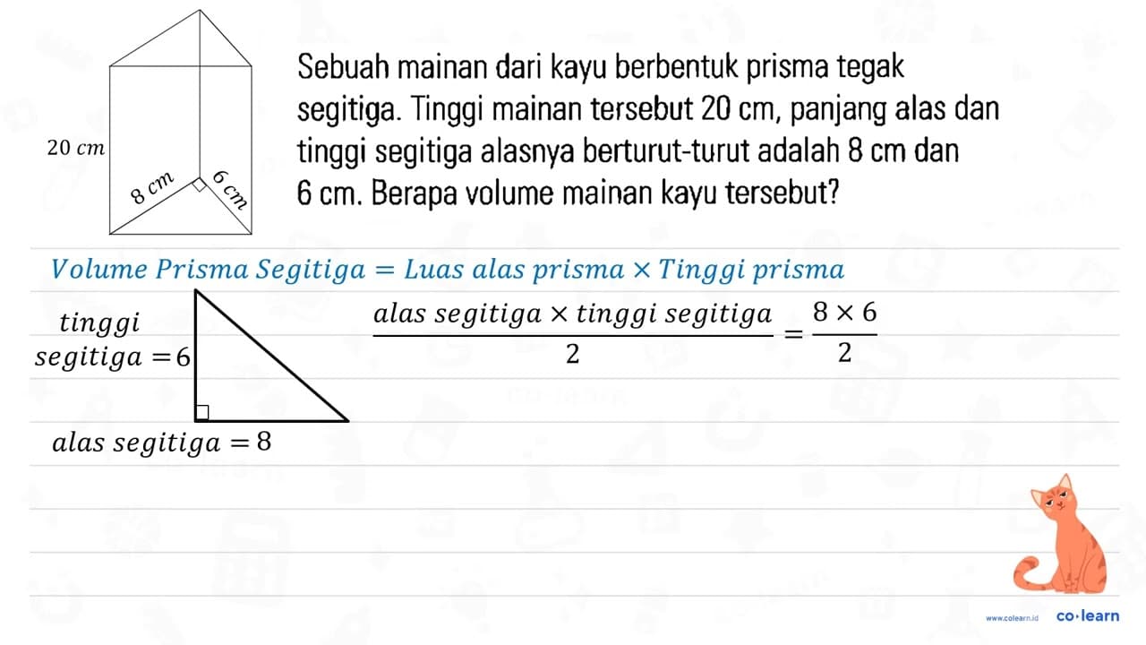 Sebuah mainan dari kayu berbentuk prisma tegak segitiga.