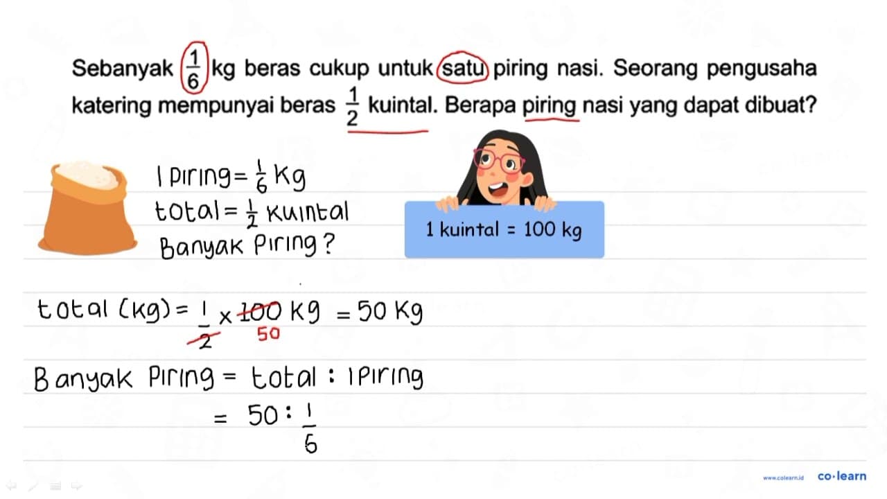 Sebanyak 1/6 kg beras cukup untuk satu piring nasi. Seorang