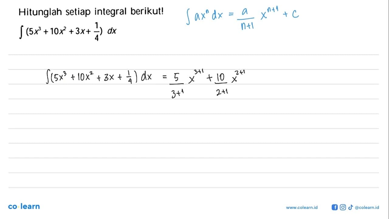 Hitunglah setiap integral berikut! integral