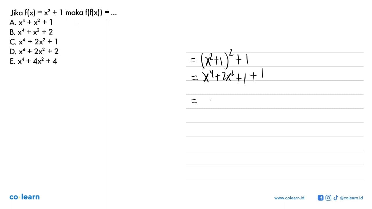 Jika f(x)=x^2+1 maka f(f(x))=...