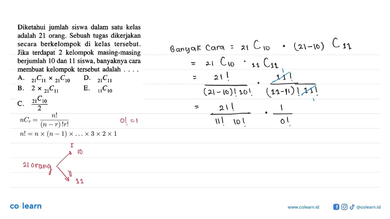 Diketahui jumlah siswa dalam satu kelas adalah 21 orang.