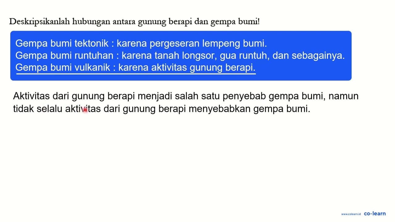 Deskripsikanlah hubungan antara gunung berapi dan gempa