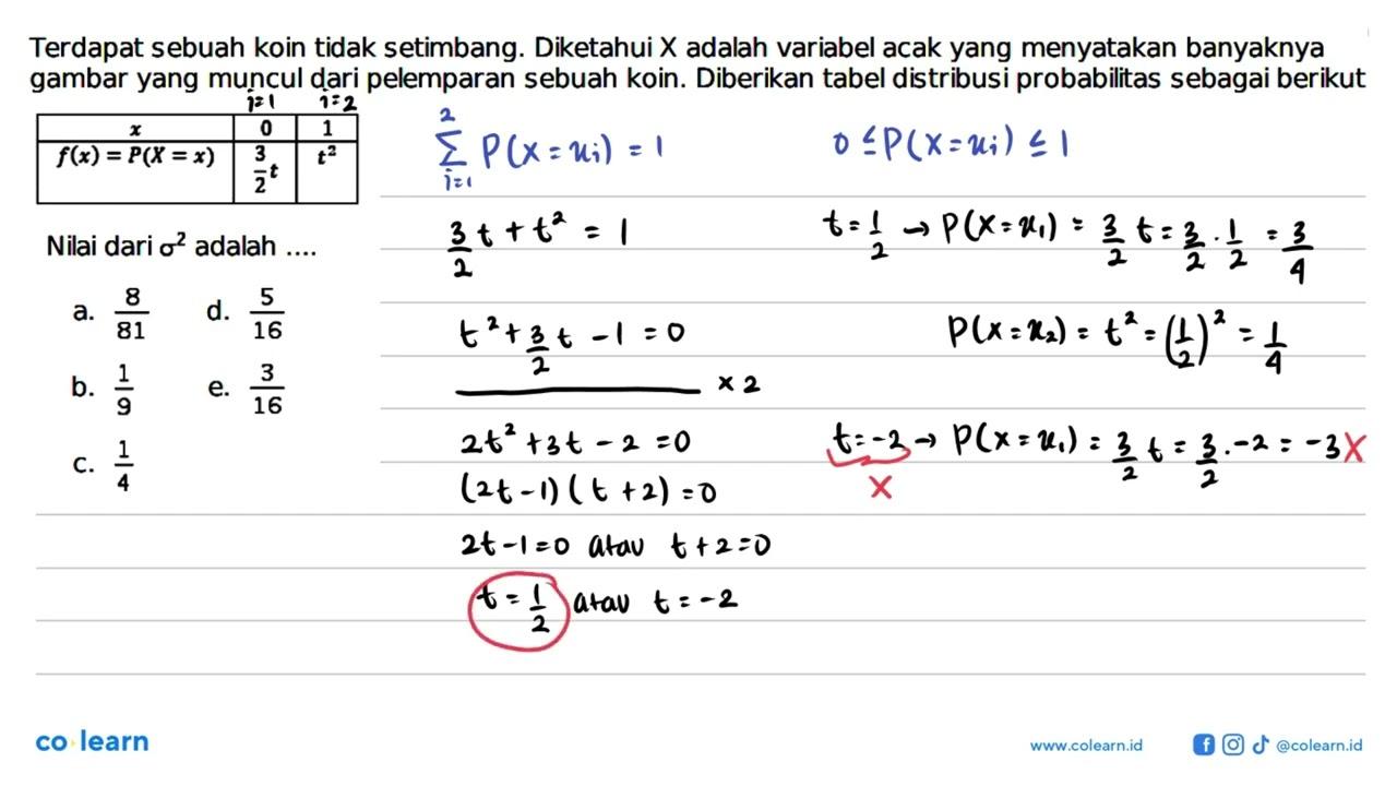 Terdapat sebuah koin tidak setimbang. Diketahui X adalah