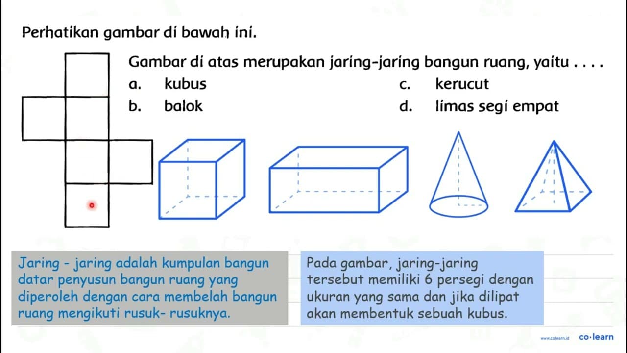 Perhatikan gambar di bawah ini. aring bangun ruang, yaitu