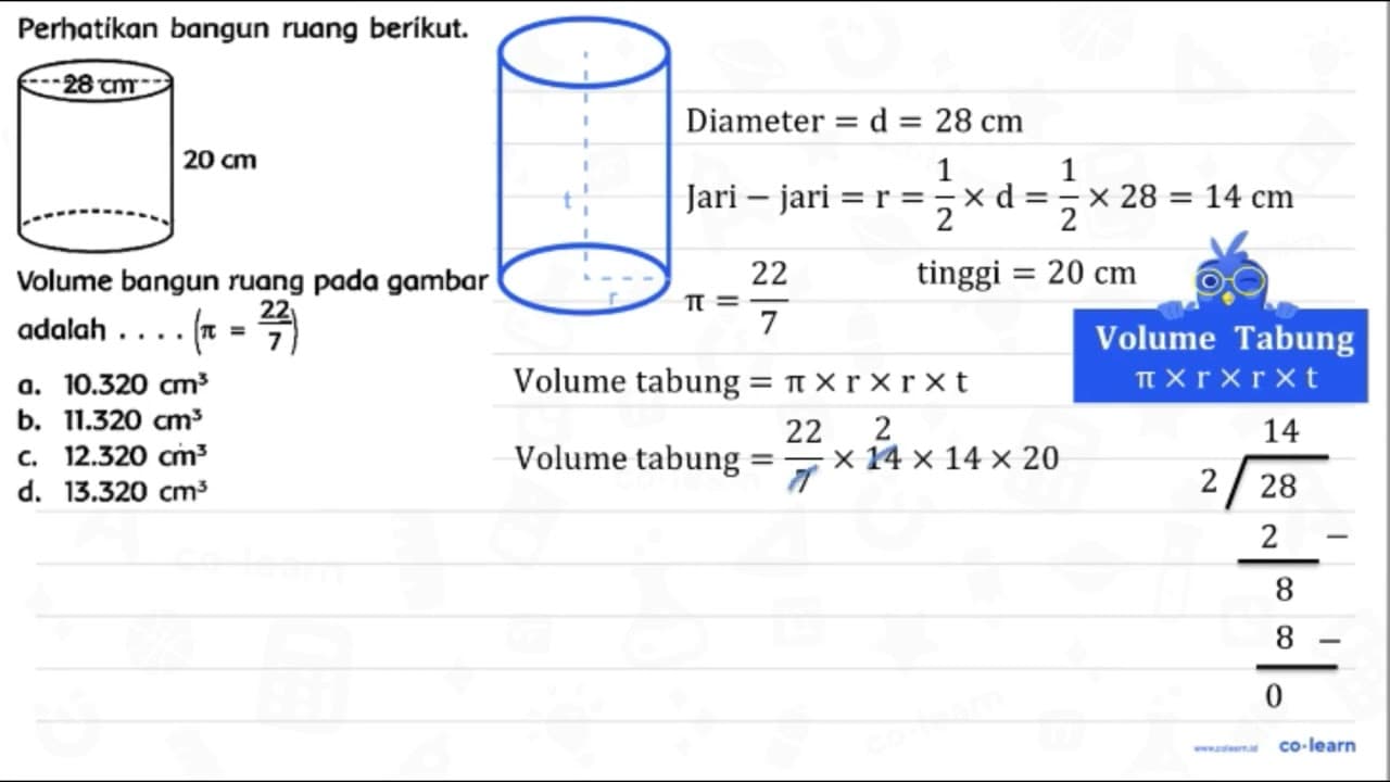 Perhatikan bangun ruang berikut. Volume bangun ruang pada