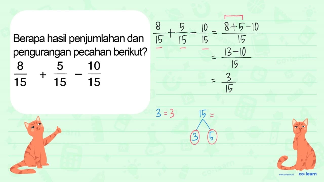 Berapa hasil penjumlahan dan pengurangan pecahan