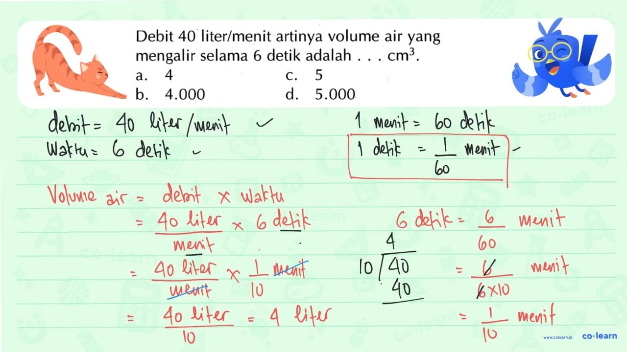 Debit 40 liter/menit artinya volume air yang mengalir