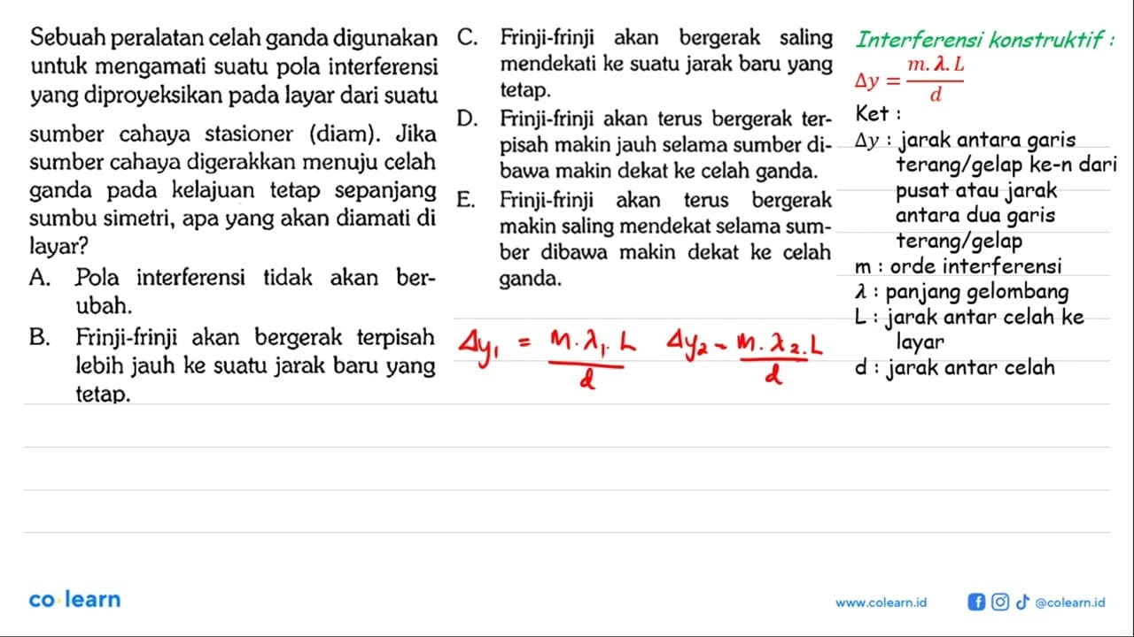 Sebuah peralatan celah ganda digunakan untuk mengamati