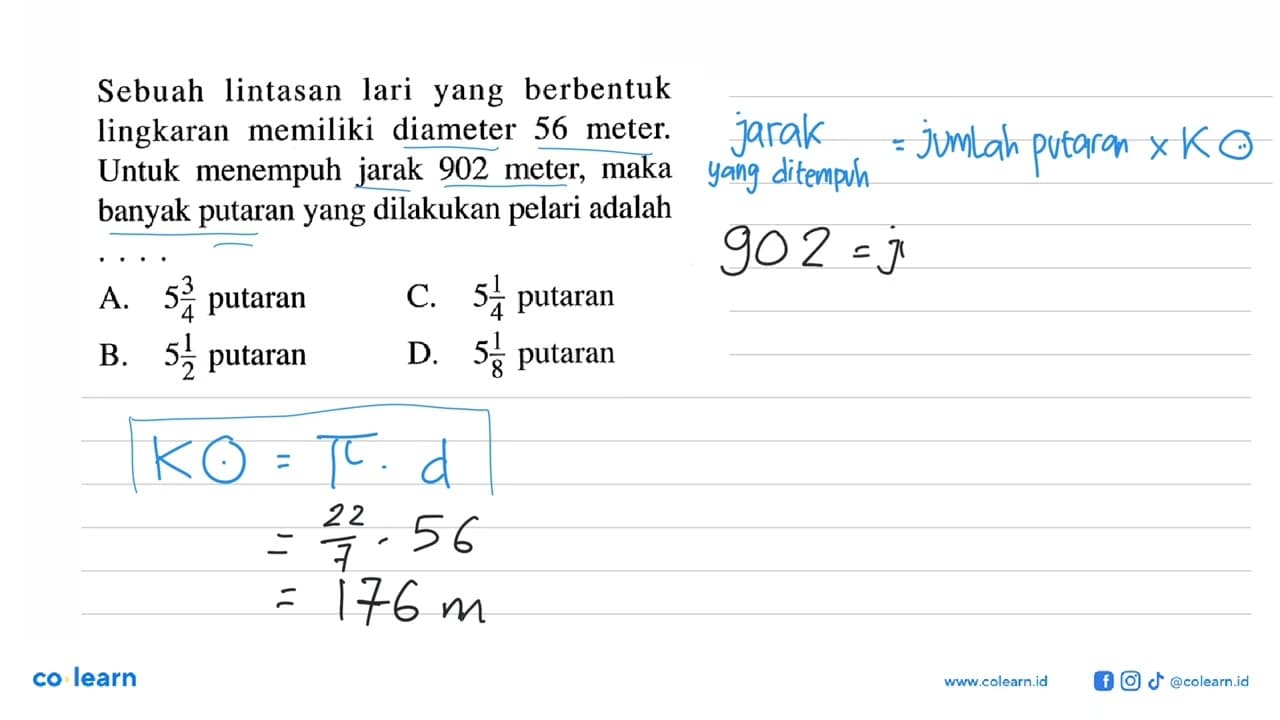 Sebuah lintasan lari yang berbentuk lingkaran memiliki