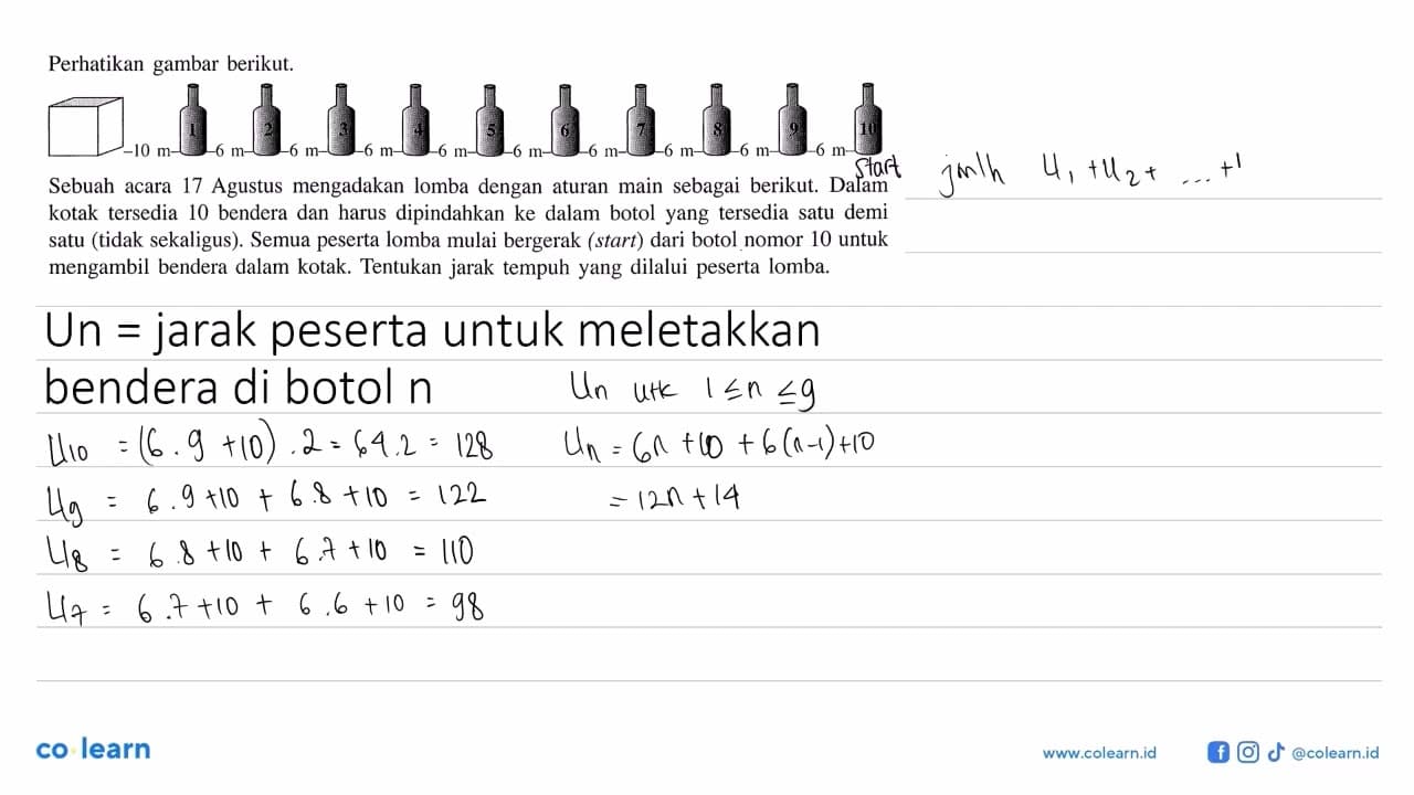 Perhatikan gambar berikut. 10 m 1 6 m 2 6 m 3 6 m 4 6 m 5 6