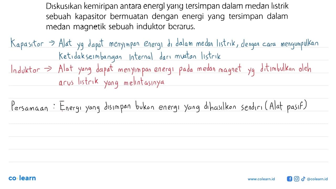 Diskusikan kemiripan antara energi yang tersimpan dalam