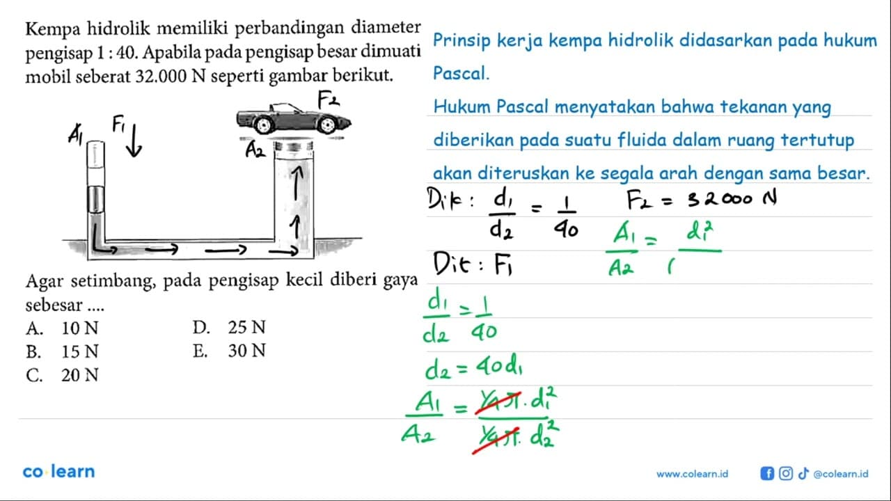 Kempa hidrolik memiliki perbandingan diameter pengisap 1 :