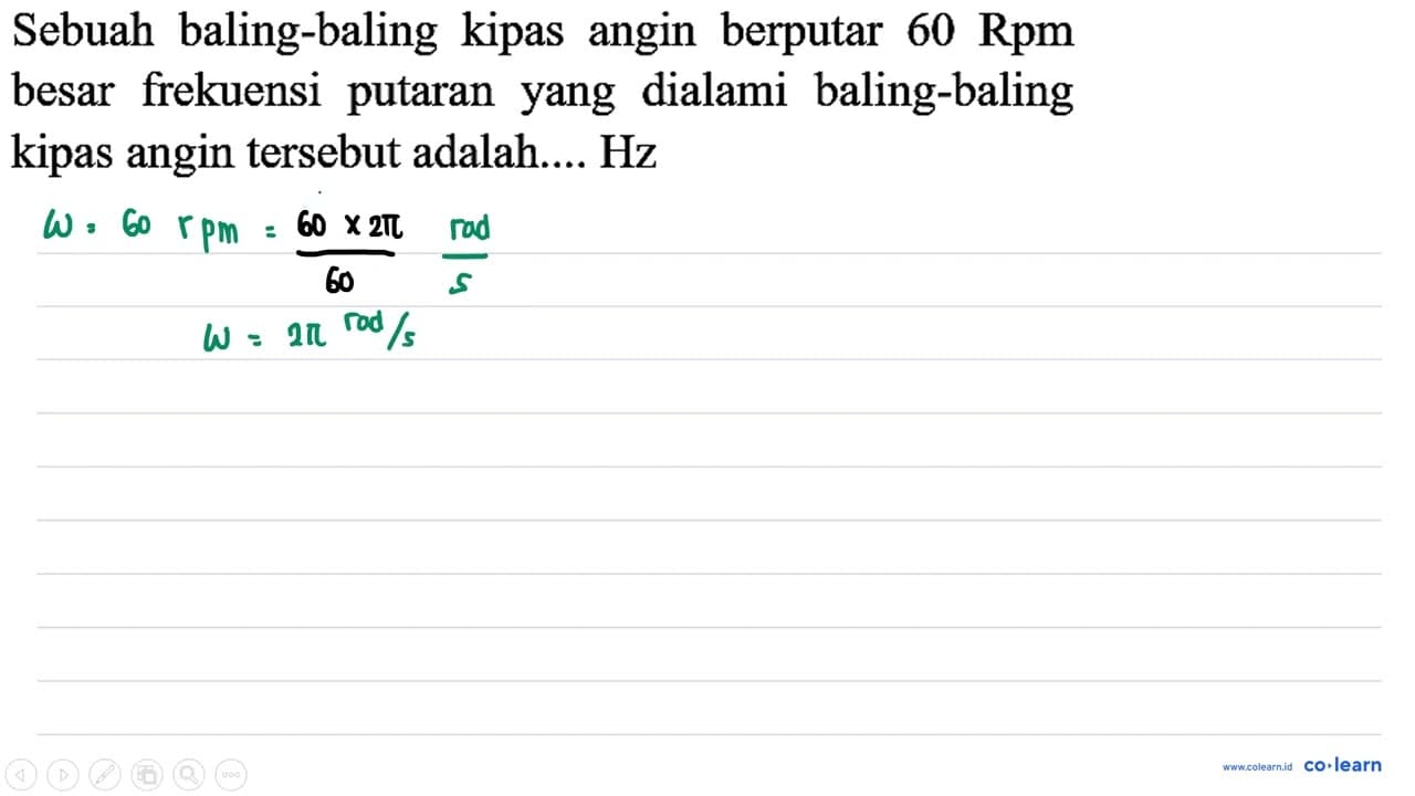 Sebuah baling-baling kipas angin berputar 60 Rpm besar