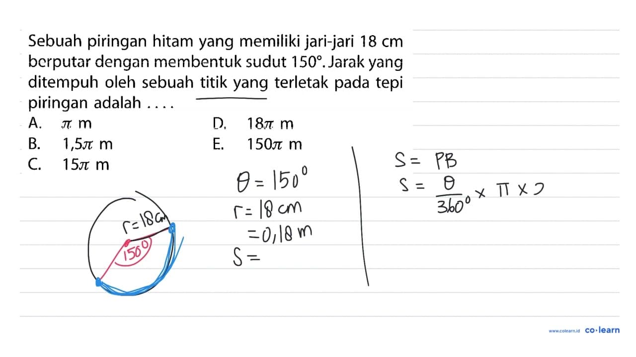 Sebuah piringan hitam yang memiliki jari-jari 18 cm