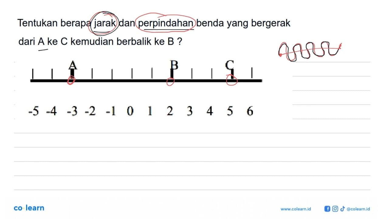 Tentukan berapa jarak dan perpindahan benda yang bergerak