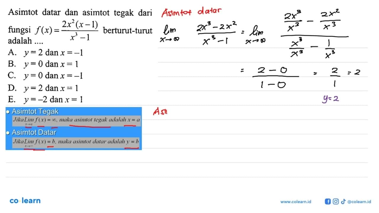 Asimtot datar dan asimtot tegak dari fungsi