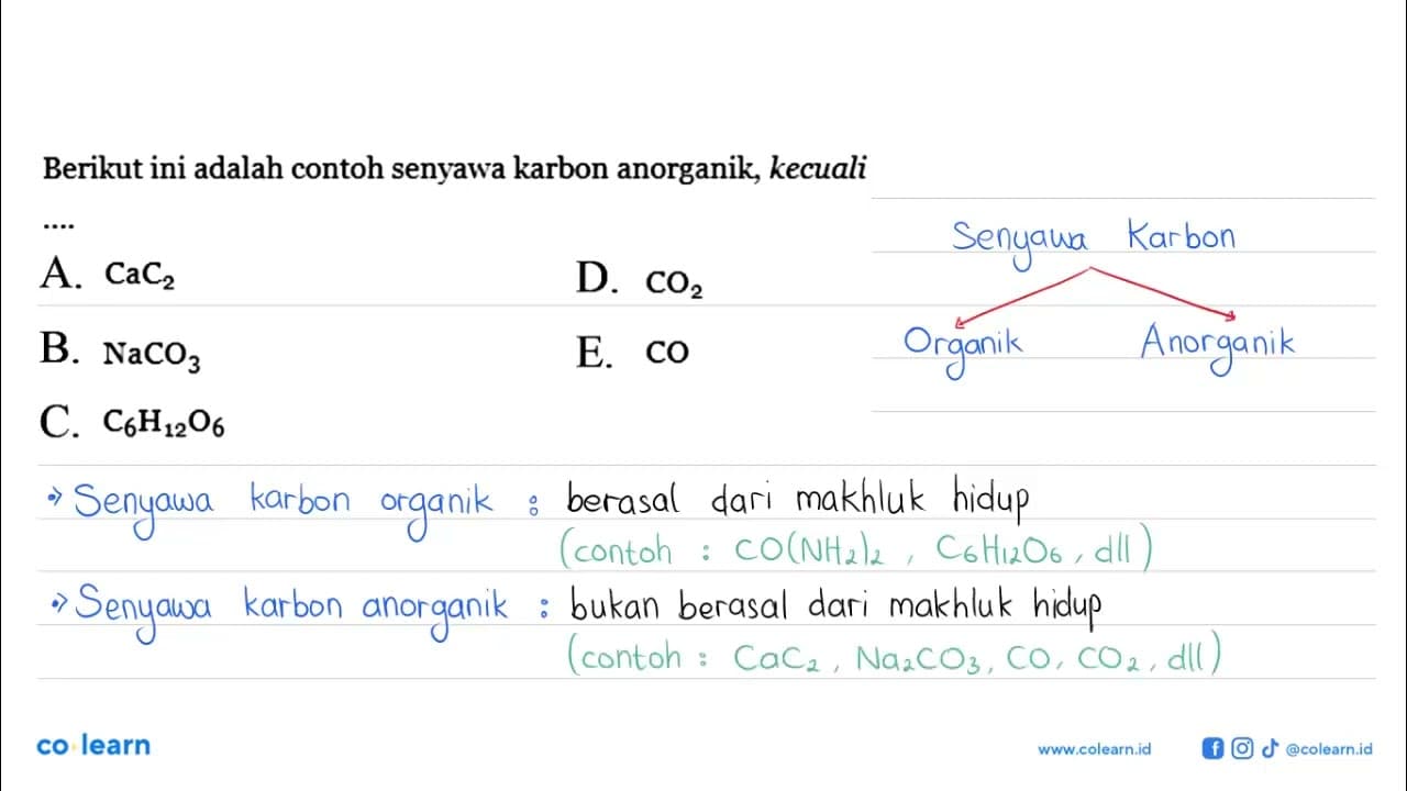 Berikut ini adalah contoh senyawa karbon anorganik, kecuali