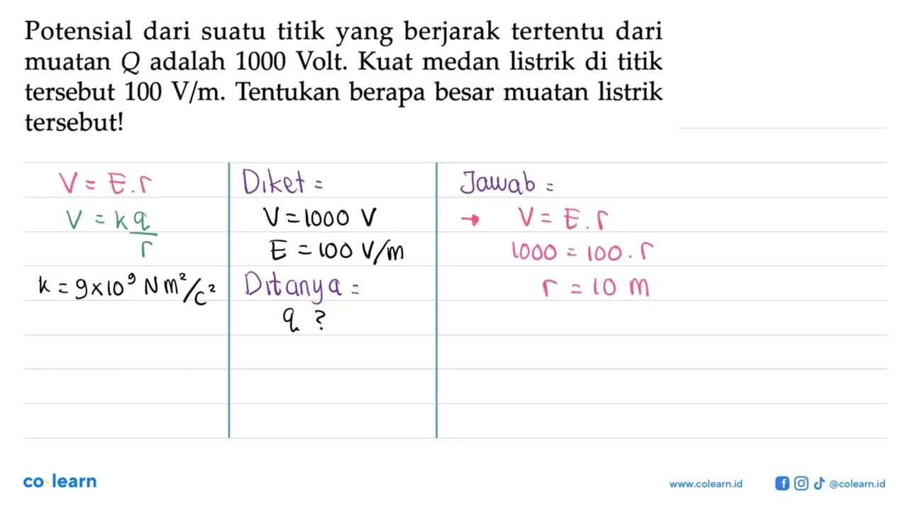 Potensial dari suatu titik yang berjarak tertentu dari