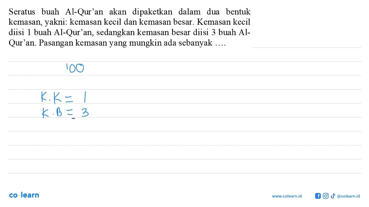 Seratus buah Al-Qur'an akan dipaketkan dalam dua bentuk