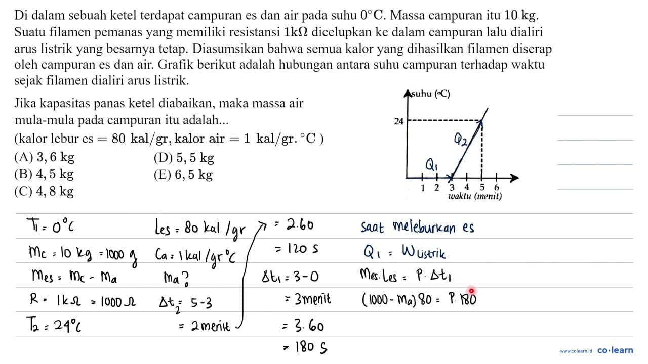 Di dalam sebuah ketel terdapat campuran es dan air pada