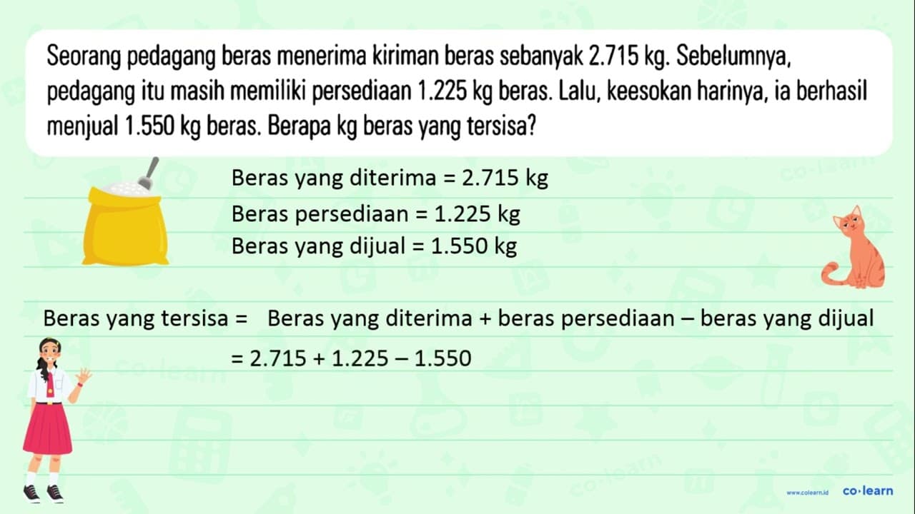 Seorang pedagang beras menerima kiriman beras sebanyak