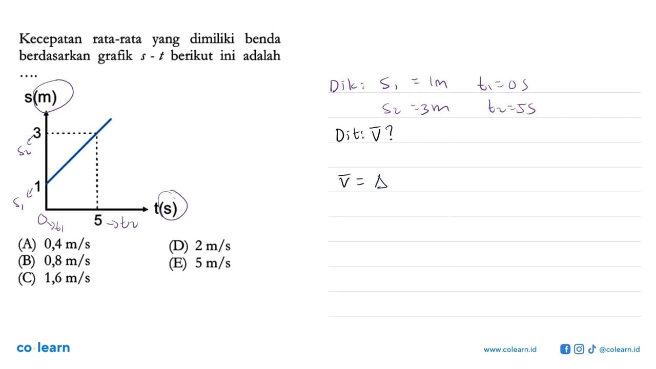 Kecepatan rata-rata yang dimiliki benda berdasarkan grafik