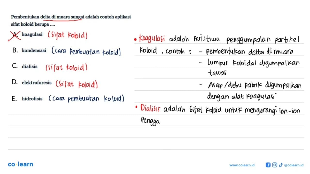 Pembentukan delta di muara sungai adalah contoh aplikasi