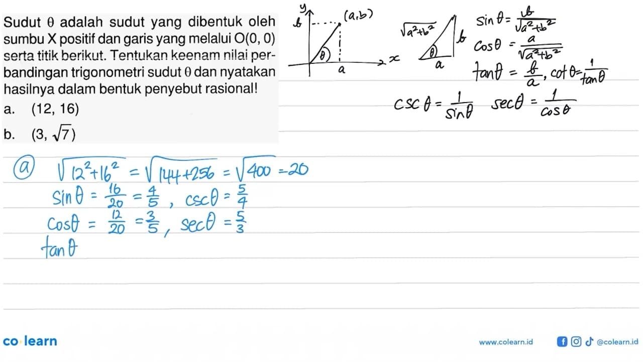 Sudut theta adalah sudut yang dibentuk oleh sumbu X positif