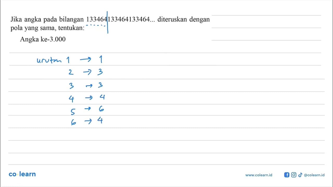 Jika angka pada bilangan 133464133464133464, ....