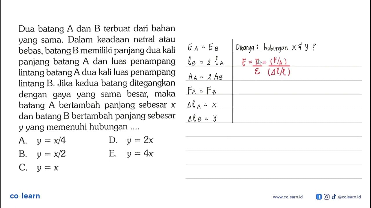 Dua batang A dan B terbuat dari bahan yang sama. Dalam