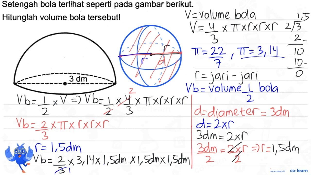 Setengah bola terlihat seperti pada gambar berikut.