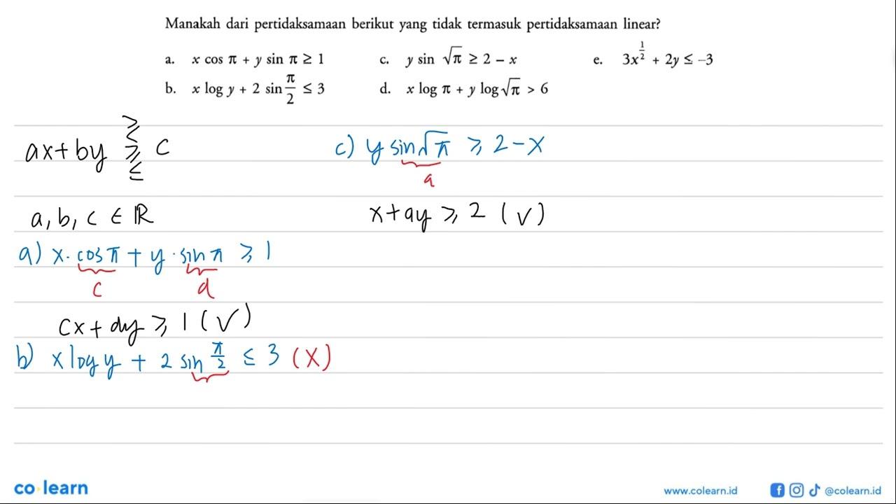 Manakah dari pertidaksamaan berikut yang tidak termasuk