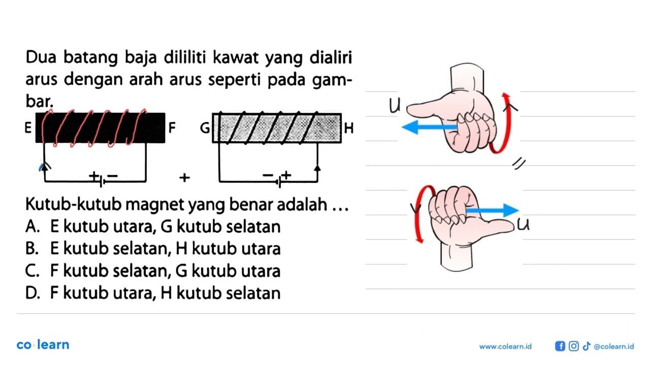 Dua batang baja dililiti kawat yang dialiri arus dengan