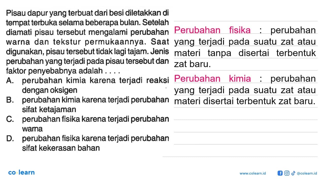 Pisau dapur yang terbuat dari besi diletakkan di tempat