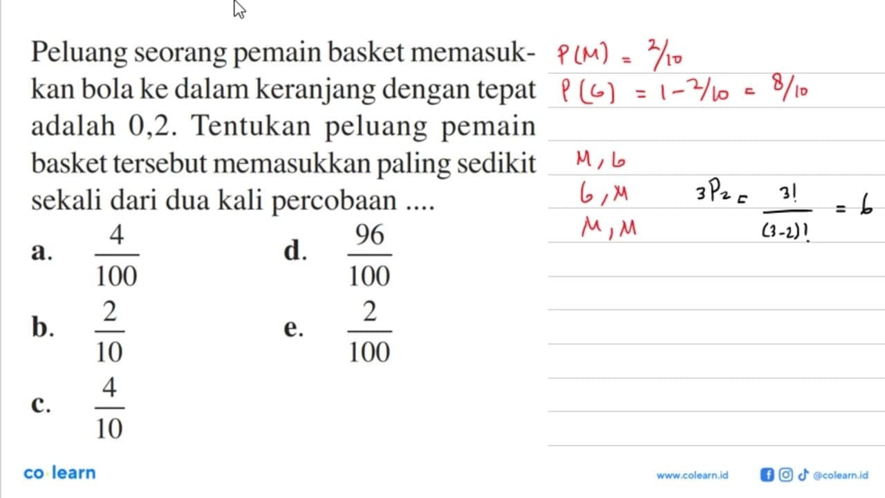 Peluang seorang pemain basket memasukkan bola ke dalam