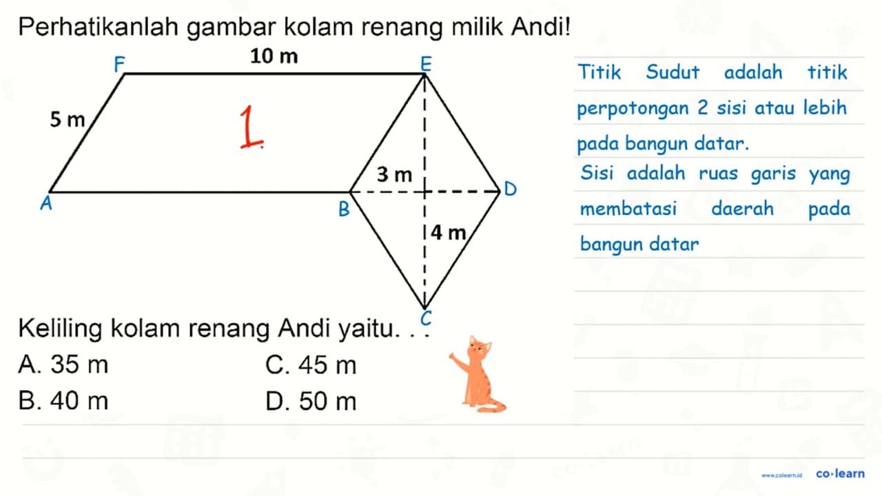 Perhatikanlah gambar kolam renang milik Andi! Keliling