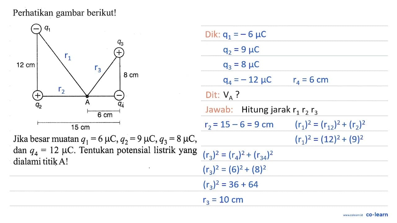 Perhatikan gambar berikut! Jika besar muatan q_(1)=6 mu C,