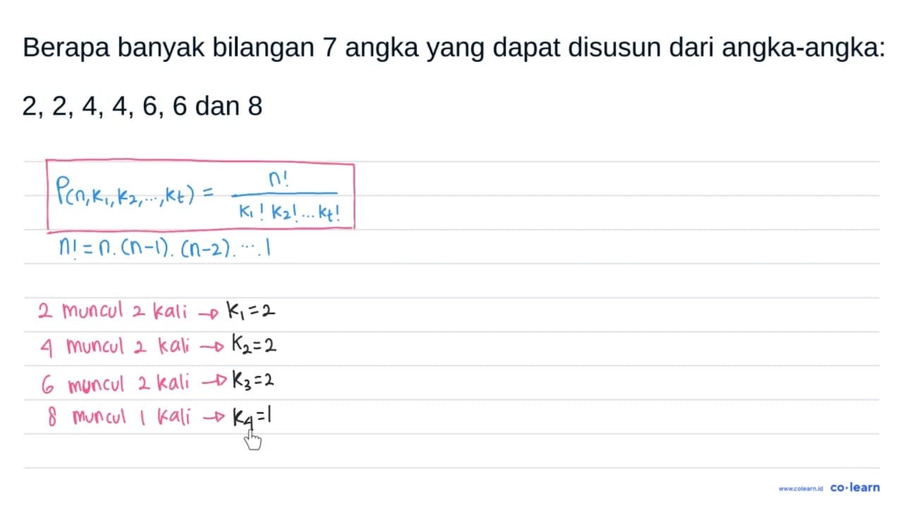 Berapa banyak bilangan 7 angka yang dapat disusun dari