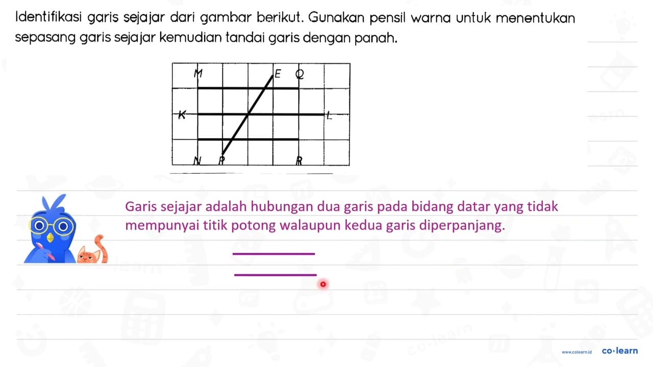 Identifikasi garis sejajar dari gambar berikut. Gunakan