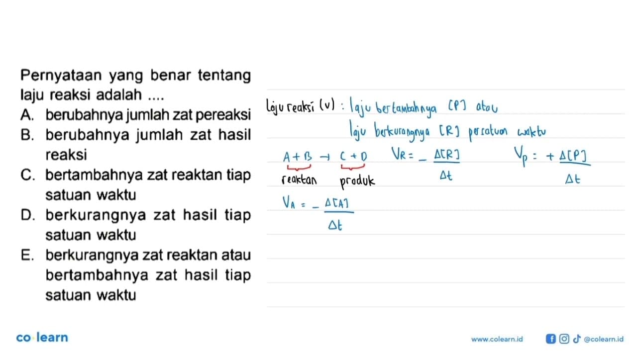 Pernyataan yang benar tentang Iaju reaksi adalah ...