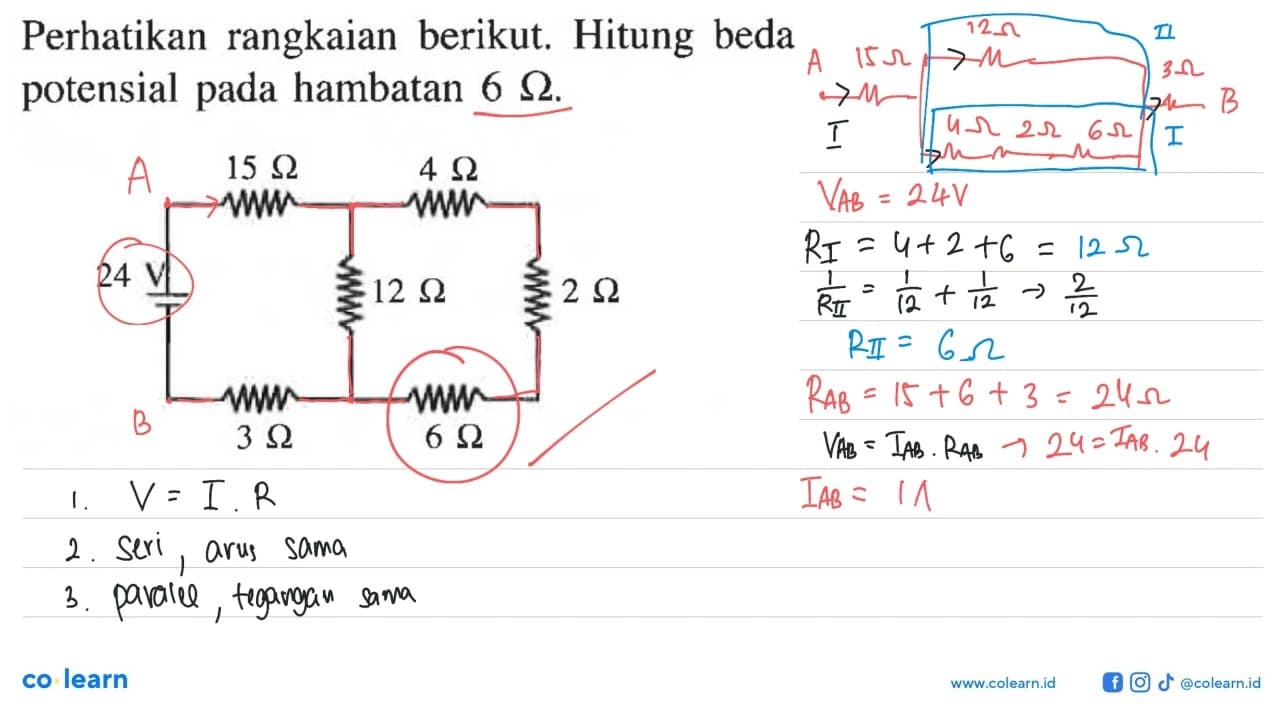 Perhatikan rangkaian berikut Hitung beda potensial pada