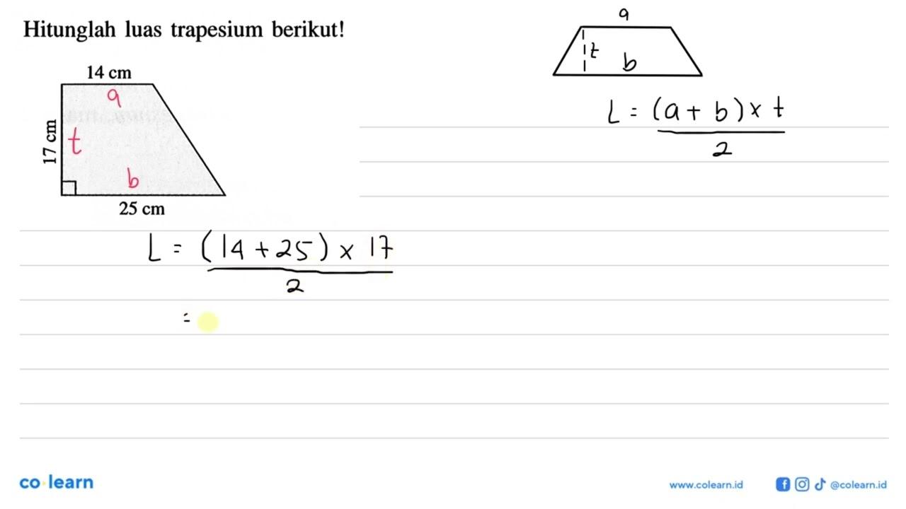 Hitunglah luas trapesium berikut!