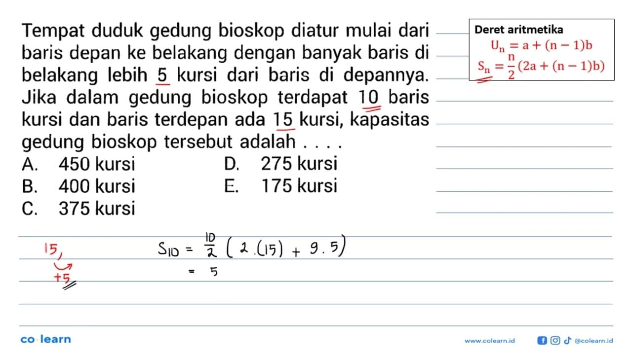 Tempat duduk gedung bioskop diatur mulai dari baris depan