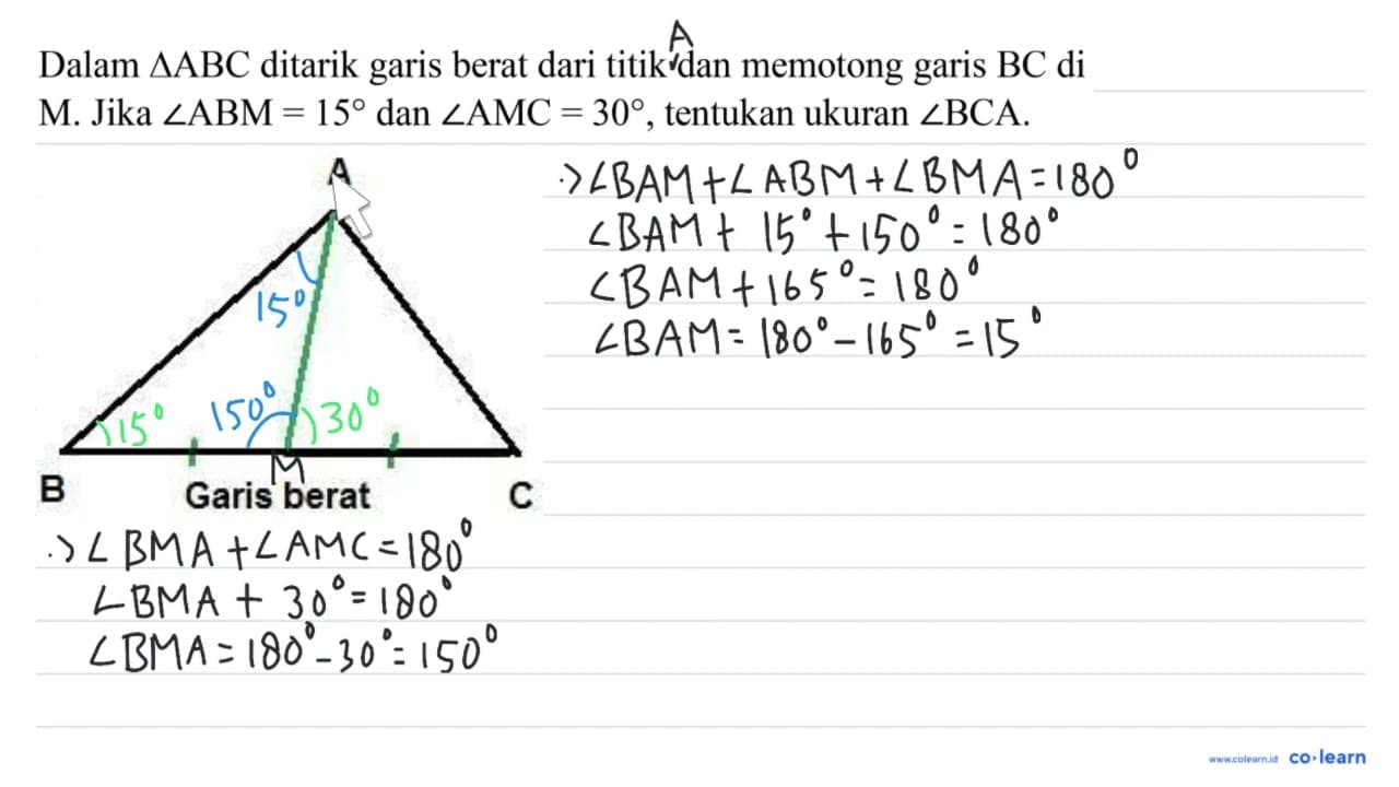 Dalam segitiga ABC ditarik garis berat dari titik dan