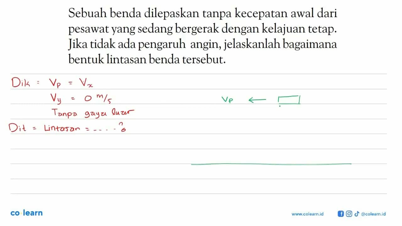 Sebuah benda dilepaskan tanpa kecepatan awal dari pesawat