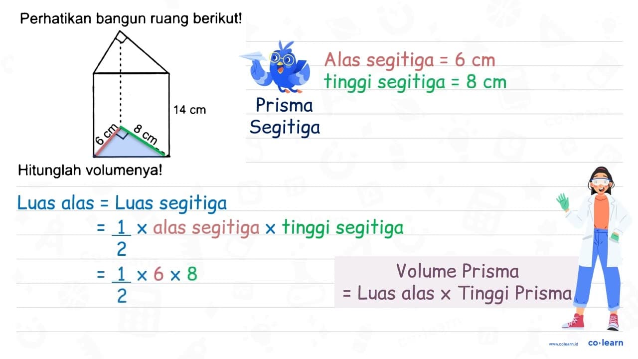 Perhatikan bangun ruang berikut! 14 cm 6 cm 8 cm Hitunglah