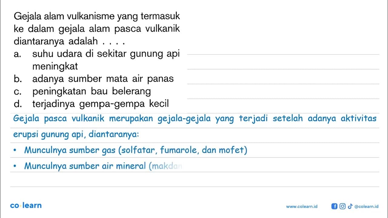 Gejala alam vulkanisme yang termasuk ke dalam gejala alam